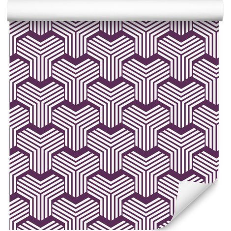 Carta da parati con motivo geometrico viola e grigio chiaro 50x1000 cm (1/5)