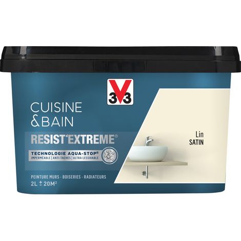 Peinture multi-supports monocouche Cuisine & Bain Resist'Extrême® V33 Lin satin 2L