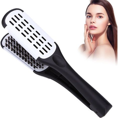 Haarglättung Kammbürste Wildschweinborste Beheizte Eisenbürste für das Haarstyling(Blanc) (1/5)
