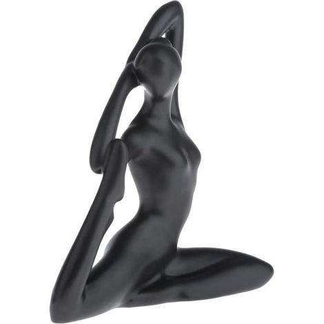 Fille de Céramique Figurines Yoga Abstraite Noir Modèle Femme Statue Statuette Figurines Ornements Bureau Maison - 6