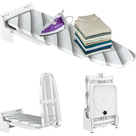 Planche à repasser murale en coton résistant à la chaleur - 95 x 30 cm - Pliable - Peu encombrante - Rotative à 180 ° - Compatible fer à repasser à vapeur (1/5)