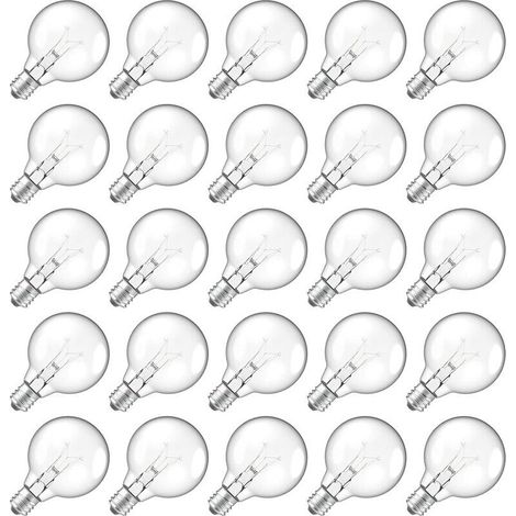 Ampoules G40 lot de 25 – E12 7W 60 lm – Filament étanche – Pour guirlandes et décorations intérieures/extérieures – Lumière ambre (1/5)