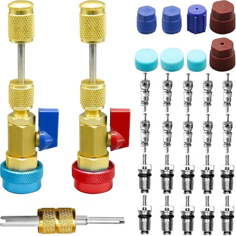 Kit d'installation et démontage rapide noyau valve climatisation auto/domestique 31 pièces pour R134A haute & basse pression (1/5)