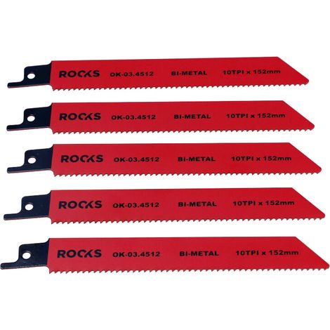 Lame per Sega a Gattuccio ROOKS Bi-Metal 152 mm 10 TPI per Acciaio – Set 5 Pezzi (OK-03.4512)
