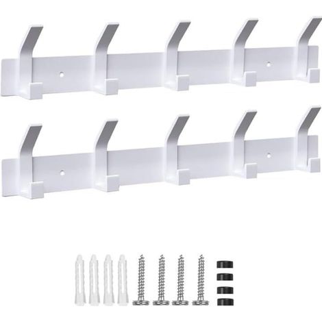 Lot de 2 Porte Manteau Mural, Patères 5 Crochets pour Suspendre Vêtements, Peignoirs, Serviettes, Manteaux Crochet Mural pour Entrée, Chambre, Salle de Bain (1/5)