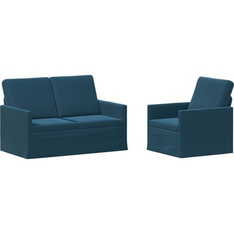 Sofa Set 2 pcs Blue Velvet vidaXL (1/5)