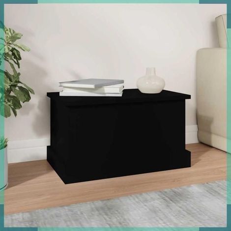 816497 Bote de rangement noir 50x30x28 cm bois d'ingénierie (1/5)