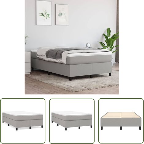 The Living Store Cadre de lit sans matelas gris clair 120x200 cm tissu - Cadre De Lit - Lit Simple - Lit Gris - Lit Tissu - Literie (1/5)