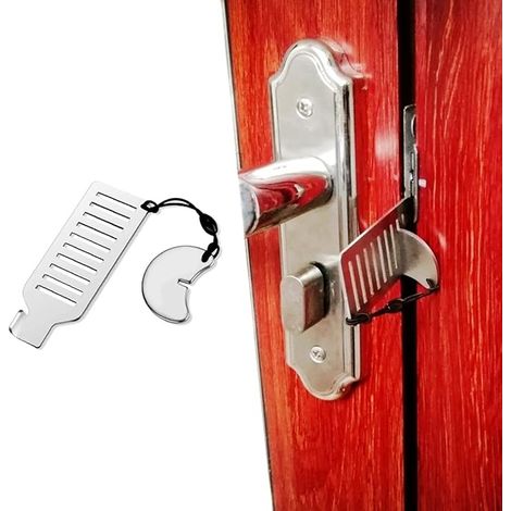 Serrure de porte portable et renforcée, verrou de sécurité sans perçage pour voyage, appartement et hôtel (1/4)