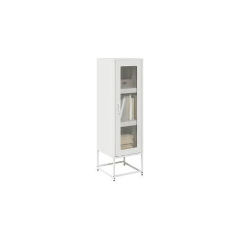 Meuble haut de rangement 1 porte 3 niveaux en métal Geko 36cm - Style Industriel-Blanc (1/5)
