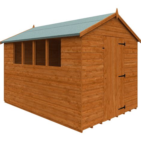 10 x 7 Feet Super Apex 12mm Shed - Solid Wood/Softwood/Pine - L295 x W205 x H224.9 cm - Burnt Orange