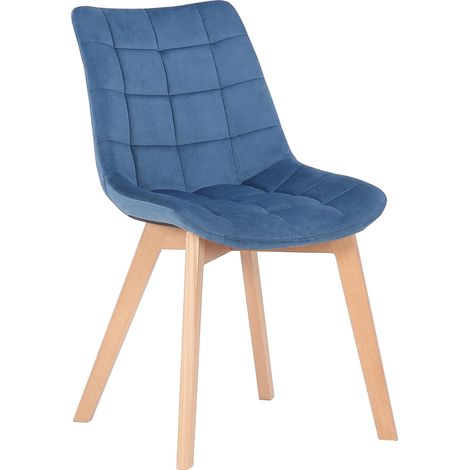 Chaise de salle à manger x1 rembourrage généreux en velours bleu piètement en bois 100002080 (1/5)