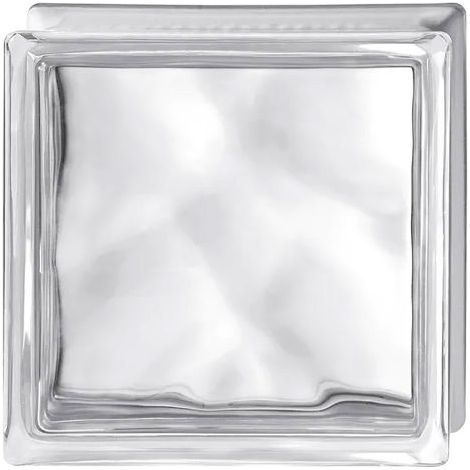 MATTONE IN VETROCAMERA ONDULATO cm 19 x 19 x 8 - trasparente