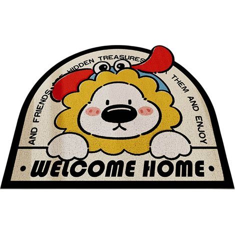 Tapis de porte ours mignon en PVC, découpable, lavable, antidérapant, jaune (1/5)