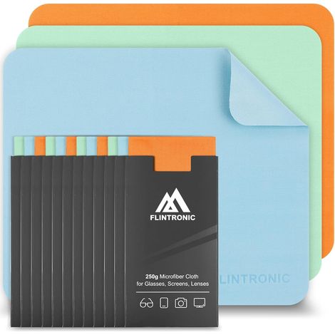 12PCS Microfiber Cleaning Cloths for Glasses and Screens, Washable and Reusable, for Smartphone, Tablet, Lenses, Camera, Television (15x18 cm) (1/5)