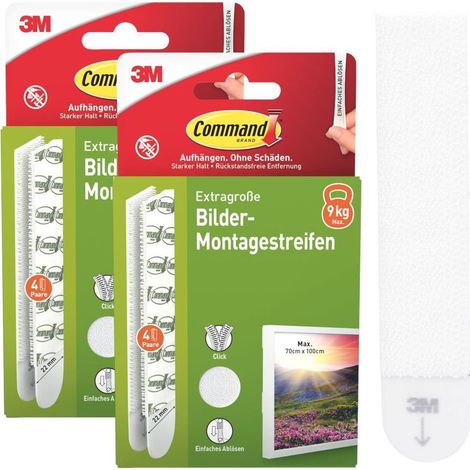Bandes adhésives Command™ pour tableaux, blanches, XL, 8 paires, auto-adhésives, sans perçage