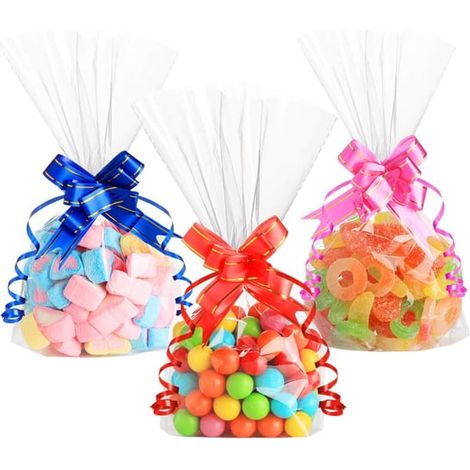100 sachets en cellophane avec fond transparent, sachets transparents de 15 x 25 cm pour bonbons, sachets cadeaux, petits sachets pour bonbons livrés avec 100 [YID] (1/5)