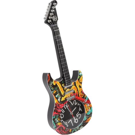 Horloge murale guitare, simulation de l'heure, horloge guitare précise, décoration murale pour la maison, la chambre à coucher ou le dortoir, modèle 5680. (1/5)