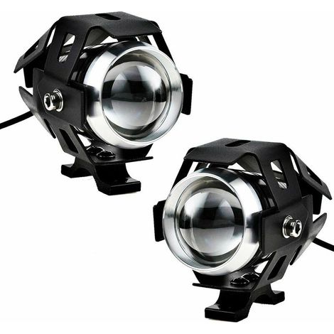 Green Mobility-2pcs 125W phare de moto Extra LED phare antibrouillard projecteur de moto 1200LM U5 étanche moto scooter 4 roues (1/5)