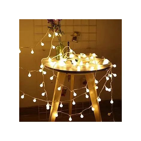 Guirlande lumineuse LED blanc chaud à boules, 10 mètres, 100 ampoules (1/3)