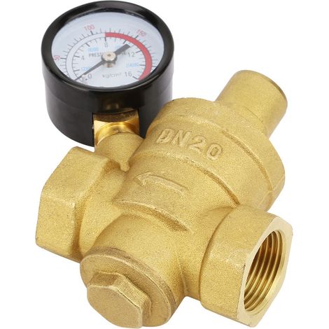DN20 Einstellbarer Messing-Wasserdruckregler mit Manometer (1/5)