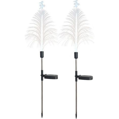 Ortviai Lampes solaires à fibres optiques pour extérieur, 2 unités, étanches IP65, changement automatique de 7 couleurs (1/5)