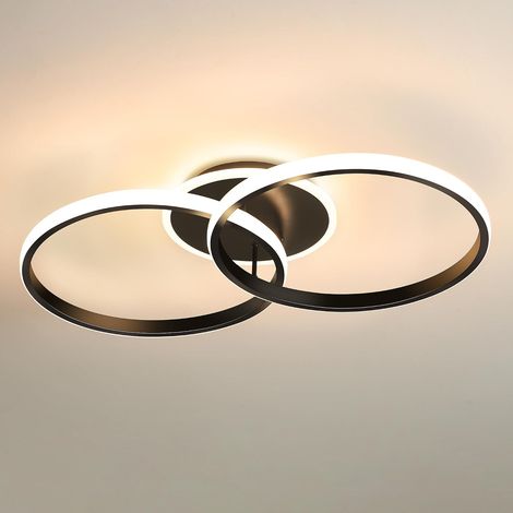 Plafonnier LED Moderne 36W, 3000K/4500K/6500K Lampe Plafond 4320lm CRI≥80, Luminaire Plafonnier pour Salon, Chambre, Bureau, Cuisine et Couloir avec Fonction Mémoire Noir (1/5)
