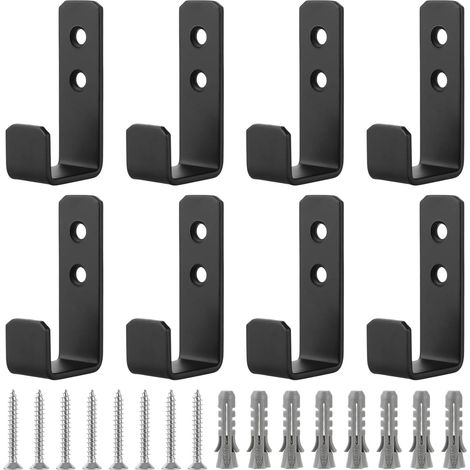 Lot de 8 Crochet Mural, Acier Inoxydable, Design En J, Vis Incluses, Garage Jardin Entrepôt (1/5)
