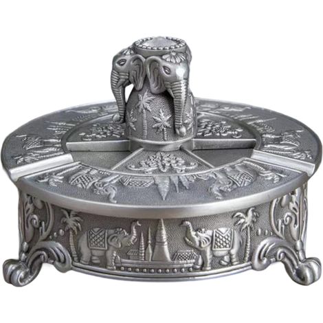 Cendrier rétro en étain antique, porte-cendrier, style européen, éléphant, décoration de bureau (1/5)