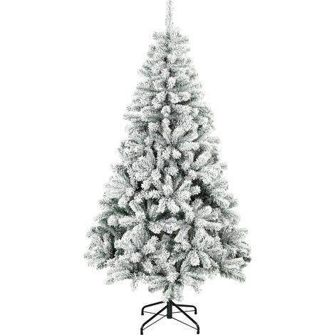 HOMCOM Albero di Natale Innevato 180 cm con 650 Rami e Base Pieghevole, Verde (1/3)