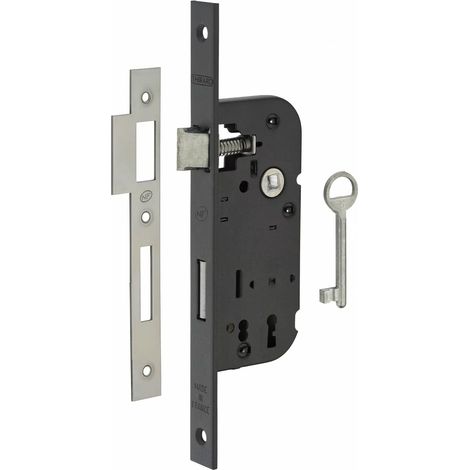 Thirard – Serrure encastrable NF à clé pour porte de chambre – Axe 40mm – Bouts carrés – 1 clé 6 variures – Coffre en acier embouti