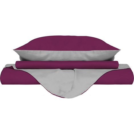 Copripiumino con Sacco e Federe Doubleface Fuxia/Grigio Singolo (1/5)
