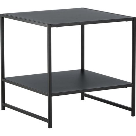 Table d'Appoint Avec Étagère "Staal" 50cm Noir (1/5)