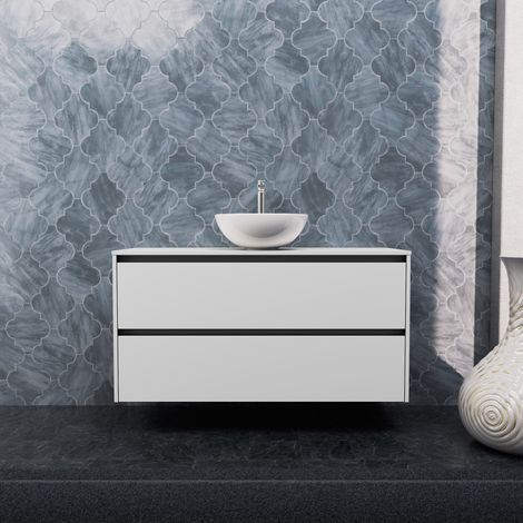 Inda - Mobile bagno L.120 con lavabo in appoggio / Bianco opaco 2