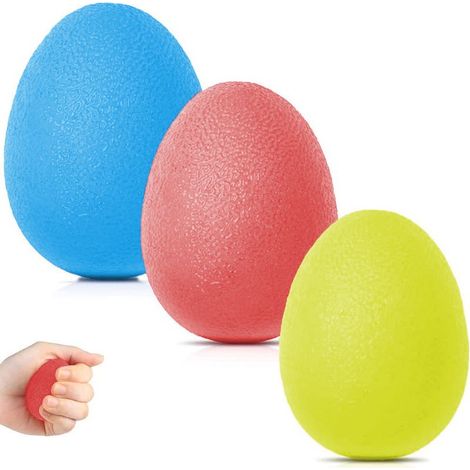 Lot de 3 balles antidérapantes en forme d'œuf - bleue (gravité) + jaune + rouge (1/5)