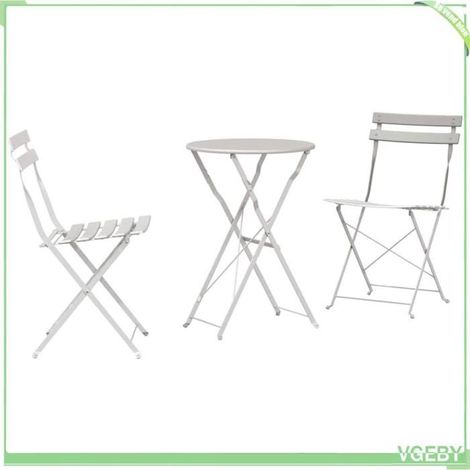 Ensemble bistro pliant 3 pcs - FAFEICY - 42002971 - Beige - Acier - Pliant (1/5)