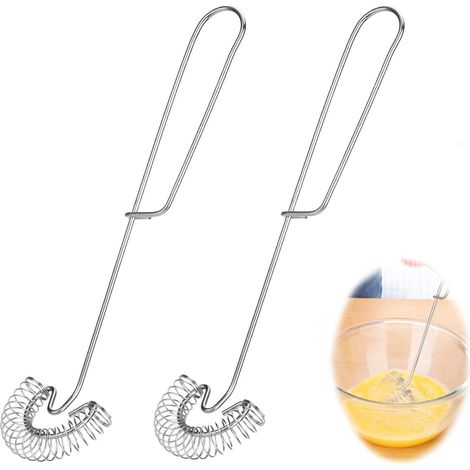 Lot De 2 Fouet Cuisine Spirale En Acier Inoxydable, Mélangeur Vinaigrette Fouet Plat Pour La Maison Et La Pâtisserie, Pour Mélanger Beurre œufs Et Chocolat Compatible Lave Vaisselle (1/5)