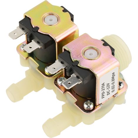 Électrovanne d'arrivée d'eau double tête normalement fermée DN20 G3/4 DC 12V pour machine à laver