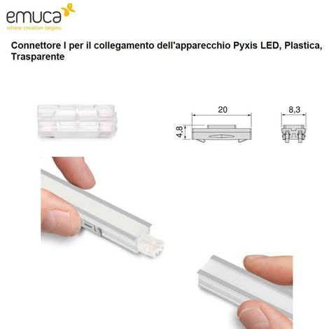CONNETTORE IN PLASTICA TRASPERENTE PER UNIRE DUE PROFILI INCASSO PYXIS EMUCA (1/2)