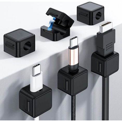 Lot de 6 clips magnétiques portables pour câbles, rangement et protection des câbles de souris et d'écouteurs (1/4)