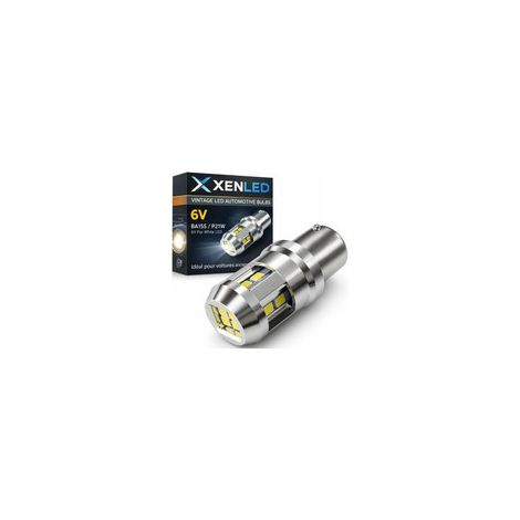 Ampoule LED XENLED 6Volts BA15S (P21W) - Blanc Pur 6000K - Vintage / Auto Ancienne / Flipper - Plug and Play (1/3)
