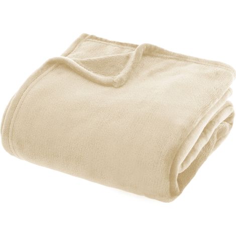 Plaid Morbidissimo Tinta Unita Coperta Soffice Pile Caldo Letto Divano Beige - 130x160 cm