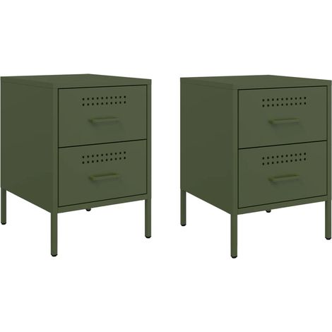 Set di 2 comodini con due cassetti 36 x 39 x 50,5 cm acciaio verde DEC035767