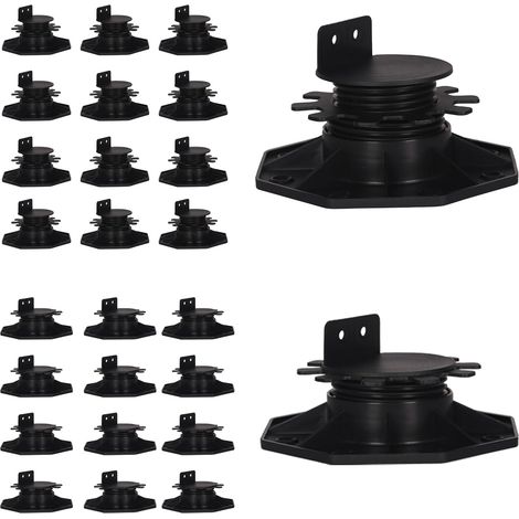 Supports réglables en hauteur, 24 pièces, pour dalles de terrasse, auto-nivelants pour structures de terrasse, réglables en hauteur de 30 à 60 mm (1/5)