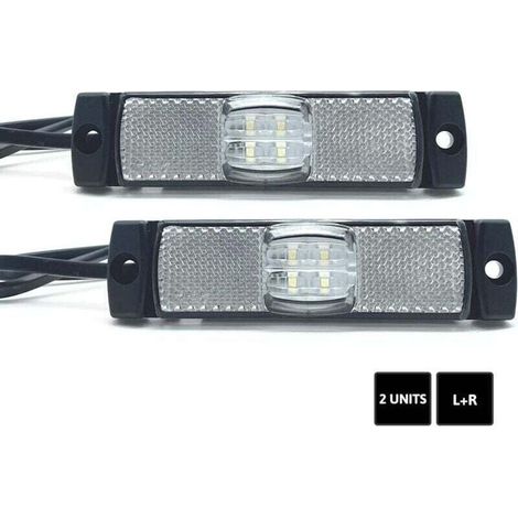 Feux de Gabarit Led 2 PCs Feu d’Encombrement Blanc 12V/24V = 0,04A/0,04A Feu Étanche Feux Led Voiture Exterieur pour Feux de Remorque Led, Camping Car Accessoires, Camion (1/5)