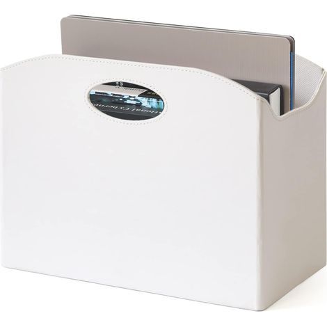 Porte-revues pliable avec poignée – Porte-revues en cuir synthétique pour bureau, maison et salon – Blanc (1/5)
