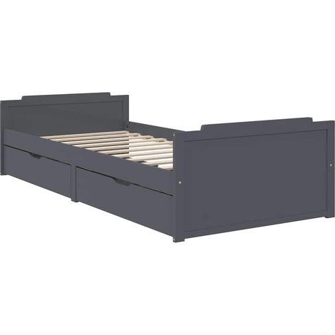 Estructura cama sin colchón madera pino gris oscuro 90x200 cm vidaXL