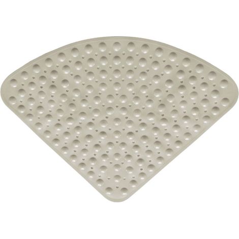 BEBUSINGOTO Sector Eck-Duschmatte aus Gummi, antibakterielle Matte mit Saugnäpfen, Khaki, 54 x 54 cm