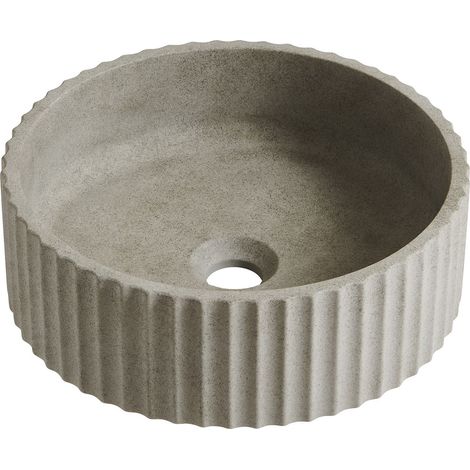 Lavabo vasque à poser 36 cm rond microciment gris sans meuble (1/5)