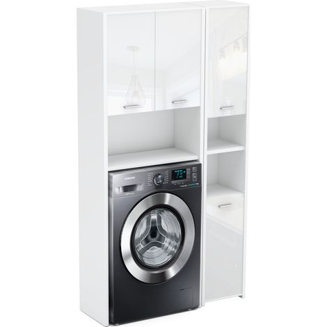 Meuble de salle de bain - Colonne blanche brillante - Gain de place - Design moderne - Pratique (1/5)